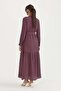 Lyocell dress with drawstring detail and belt - plum - 4