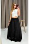 Women's Wrinkled Model Lined Skirt Black