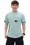 Boy's Exellentlife Text Patterned Green Color Short Sleeve T-Shirt with Text on the Sleeves and Pockets