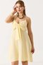 Women's large bow detailed muslin strap mini dress yellow - 3