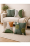 4-Pack Bohemian Boho Basic Green Cream Color Digital Printed Throw Pillow Covers - 6
