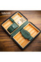 Green Portable Cigar Humidor Leather Cedar Wood Case Lacquer Lighter Luxury Design 6-Cigar Capacity