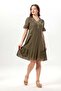 Short Sleeve Helin V-Neck Embroidered Side Pocket Summer Voile Short Dress Khaki Hk - 6