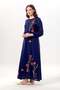 Long Sleeve Spring Buttoned Crew Neck Floral Embroidered Summer Sile Fabric Long Dress Purple Purple - 6