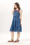 Sleeveless Mina Embroidery Detailed Lace-Up Collar Summer Voile Dress Indigo Indg - 5