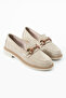 Luvia Beige Suede Genuine Leather Buckle Loafer - 2