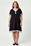 Women's Plus Size Sho Fabric Garni Detail Black Dress