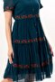 Short Sleeve Crew Neck Embroidered Authentic Voile Short Dress Petrol Ptrl - 3