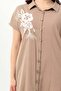 Short Sleeve Mira Embroidered Summer Şile Cloth Shirt Dress Camel Cml - 3
