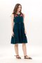 Sleeveless Mina Embroidery Detailed Lace-Up Collar Summer Voile Dress Petrol Ptrl - 7