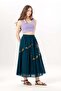 Nihal Tied Voile Skirt with Elastic Waist Authentic Single Pocket Summer Long Skirt Petrol Ptrl - 6
