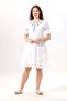 Short Sleeve Helin V-Neck Embroidered Side Pocket Summer Voile Short Dress White Byz - 5