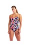 W Texture Swimsuit Tie Back Multi Black-Orange