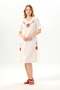 Short Sleeve İrem Embroidery Detailed Midi Length Summer Shile Fabric Dress Cream Krm - 5