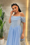 Glittery Tulle Fabric Princess Dress with Underwire Detail - Baby Blue - 3