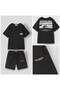 Boys' Cotton Black Letter Printed T-Shirt Shorts Set - Comfortable Fit - 2