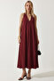 Halter Neck Long Modal Dress Lfg0182 Bordo