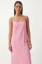 Strappy Summer Long Linen Dress Lgx0004 Pink - 3