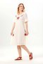 Short Sleeve İrem Embroidery Detailed Midi Length Summer Shile Fabric Dress Cream Krm - 7