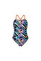 W Texture Swimsuit Tie Back Multi Black-Orange - 8