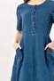 Short Sleeve Hacer Double Pocket Summer Poplin Authentic Dress Indigo Indg - 3