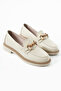 Pia Beige Genuine Leather Buckle Loafer - 2