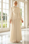 Shiny Chiffon Stone Detailed Plus Size Hijab Evening Dress Tbs968 - 5