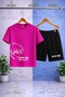 Kids' Sunny Boy White Printed Crew Neck T-Shirt - Shorts Set