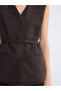 Brown V-Neck Women's Vest with Belted Waist from Güli̇s Gi̇yi̇m - 6
