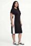 Women's Plus Size Extra Comfortable Fit Black Dress with White Line Trim - 3