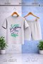 Kids' Shark Purple Green Printed Crew Neck T-Shirt - Shorts Set