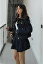 Dark Navy Blue Pleated Mini Skirt Jacket Set - 0984 - 5