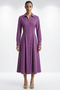 Bird's Eye Detailed Pocketed Shirt Collar Regular Lilac Midi Dress