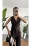 Women's Brown Asymmetrical Cut Double-Breasted Tie-Up Vest, Pleated Palazzo Trousers Set - 4