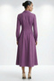Bird's Eye Detailed Pocketed Shirt Collar Regular Lilac Midi Dress - 4