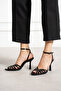 Maddy Black Patent Leather Ankle Strap Thin Heeled Shoes - 3