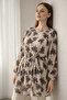 Patterned Balloon Sleeve Chiffon Shirt A50906 Anthracite - 5