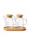 Set of 2 200ml Mini Oil and Sauce Bowls, Tabletop Set with Bamboo Stand and Vacuum Bamboo Lid - 6