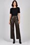 Brown Nora Genuine Leather Wide Leg Women's Trousers - 2