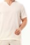 Men's Şile Bezi Summer V-Neck Short Sleeve Undershirt Cream Krm - 3