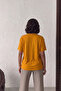 Women's Mustard V-Neck Short Sleeve Basic T-Shirt Nj144 - 3