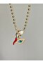 Dorika Chain Heart Hook Detailed Charm Pendant Eye and Red Pepper Lucky Necklace - 2