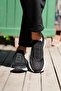Lena Model Genuine Leather Handmade Black Knitwear Sneaker Shoes - 5