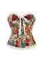 Cream floral special textured ruffle detailed strapless corset bustier