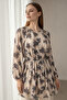 Patterned Balloon Sleeve Chiffon Shirt A50906 Anthracite
