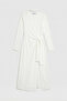 Women's White W5 Maxi Length 100% Organic Fabric Design Waist-Tie Tunic - 5