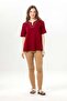 Short Sleeve Nevin Embroidered V-Neck Summer Şile Fabric Authentic Blouse Burgundy Brd - 6