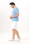 Bora Buttoned V-Neck Short Sleeve Poplin Men's T-Shirt |   Summer Men's Tshirt Light Blue Amv - 8