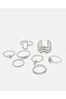 Women Silver Embellished Rings (Pack of 8) - 3