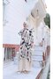 Patterned Garnished Aerobin Dress Black Hnt1013 - 4